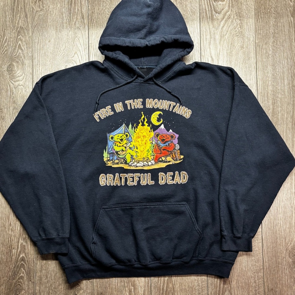 Grateful Dead Goodie Adult XXXL 3XL Fire In The Mountain Bears Navy Pullover Men
